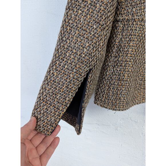 Club Monaco Tweed Blazer Womens 8 Brown Academic Preppy Office Heritage School - Picture 6 of 9